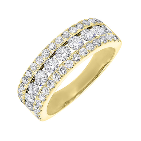 14KT Yellow Gold & Diamond Classic Book 3 Row Fashion Ring  - 1-1/2 ctw Ross's Fine Jewelers Kilmarnock, VA