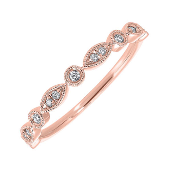14KT Pink Gold & Diamond Classic Book Stackable Fashion Ring   - 1/10 ctw Malak Jewelers Charlotte, NC