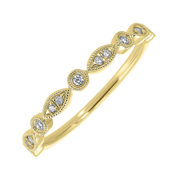 14KT Yellow Gold & Diamond Classic Book Stackable Fashion Ring   - 1/10 ctw Malak Jewelers Charlotte, NC