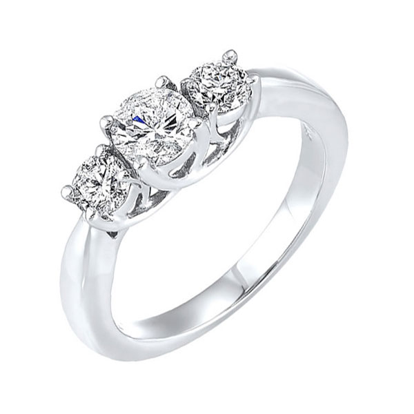 14KT White Gold & Diamond Classic Book 3 Stone Fashion Ring  - 1-1/2 ctw Biondi Diamond Jewelers Aurora, CO