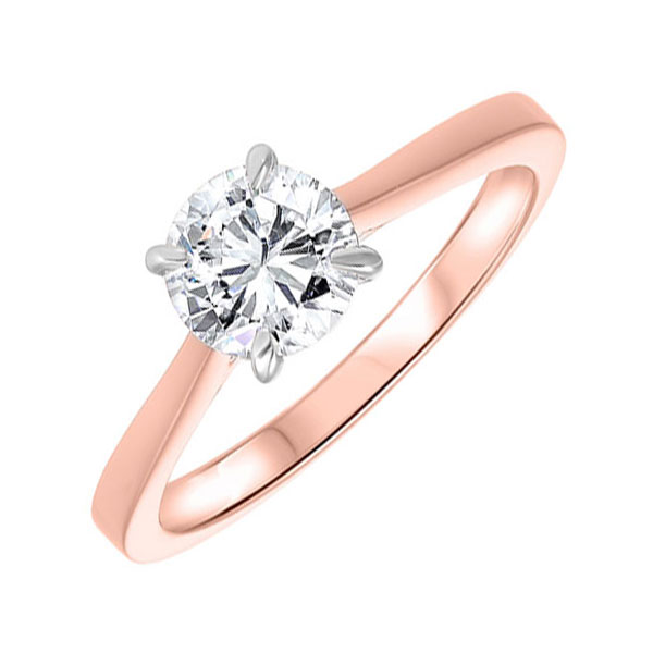 14KT White & Pink Gold & Diamond Classic Book Solitaire Fashion Ring  - 1 ctw Biondi Diamond Jewelers Aurora, CO