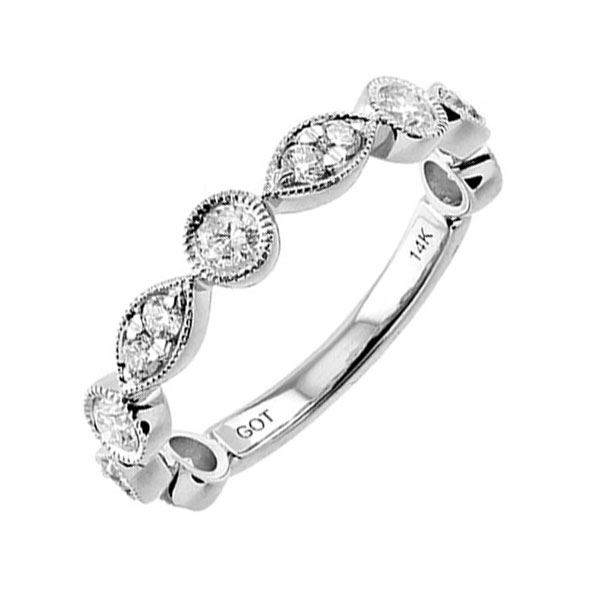14KT White Gold & Diamond Classic Book Stackable Fashion Ring  - 5/8 ctw Malak Jewelers Charlotte, NC