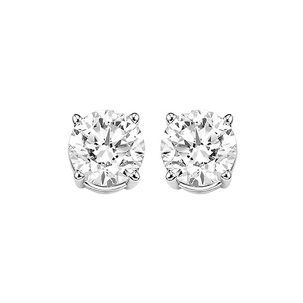 14KT White Gold & Diamond Classic Book Round Stud Earrings   - 1-1/4 ctw Windham Jewelers Windham, ME