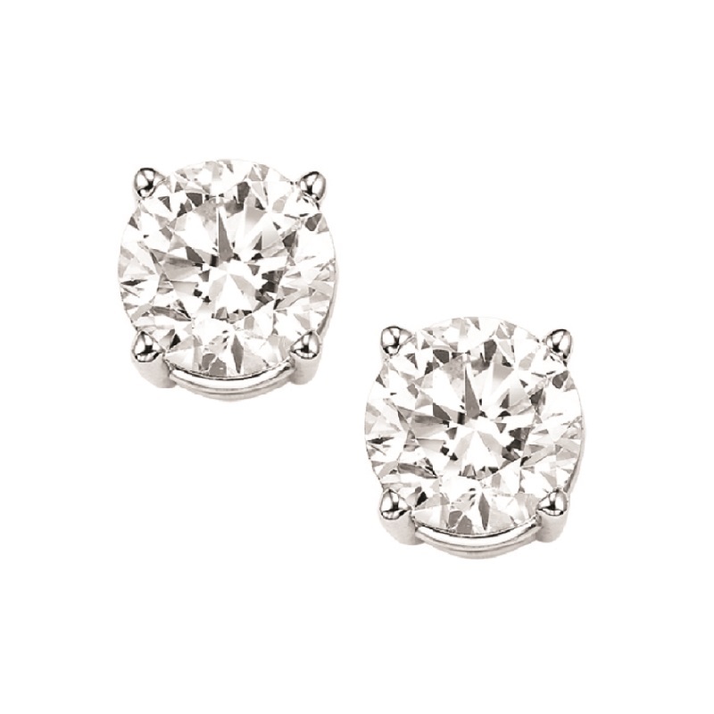 14KT White Gold & Diamond Classic Book Round Stud Earrings  - 1-1/4 ctw Ross's Fine Jewelers Kilmarnock, VA