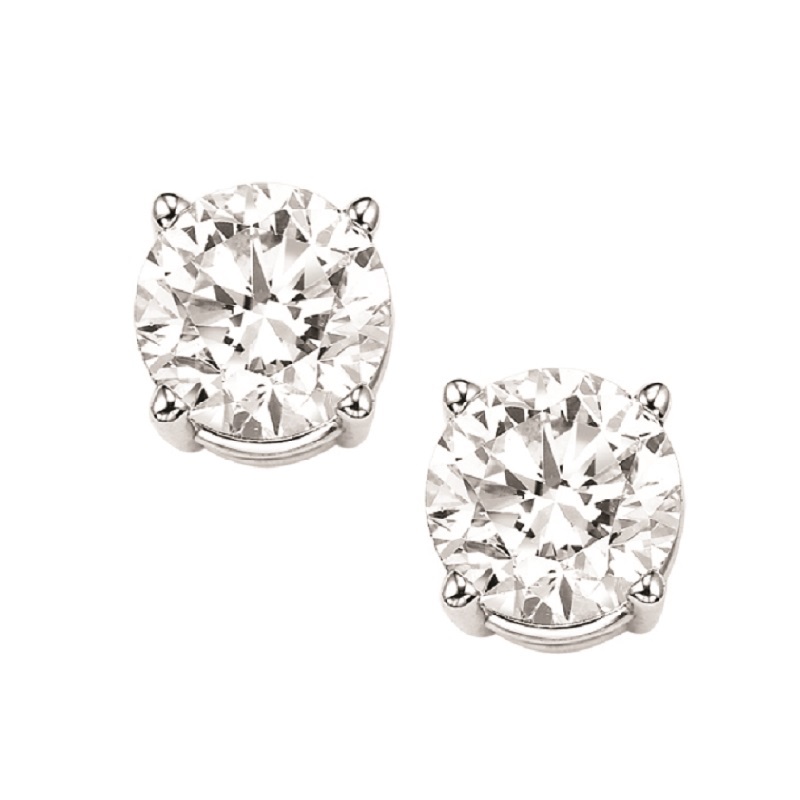 14KT White Gold & Diamond Classic Book Round Stud Earrings  - 1-1/2 ctw Enchanted Jewelry Plainfield, CT
