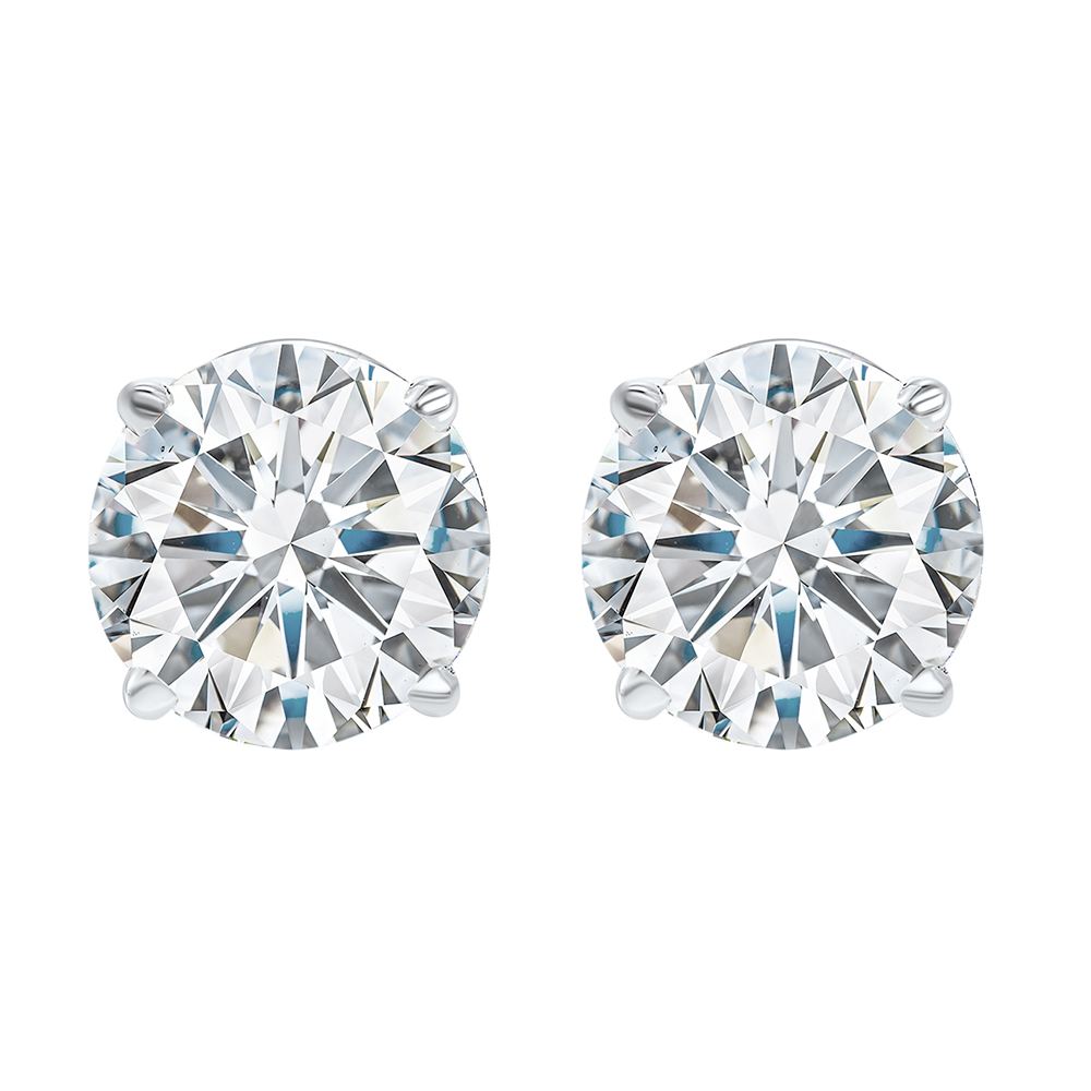14KT White Gold & Diamond Classic Book Round Stud Earrings  - 2 ctw Gala Jewelers Inc. White Oak, PA