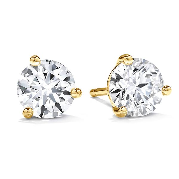 1.4 ctw. Three-Prong Stud Earrings in 18K Yellow Gold Romm Diamonds Brockton, MA
