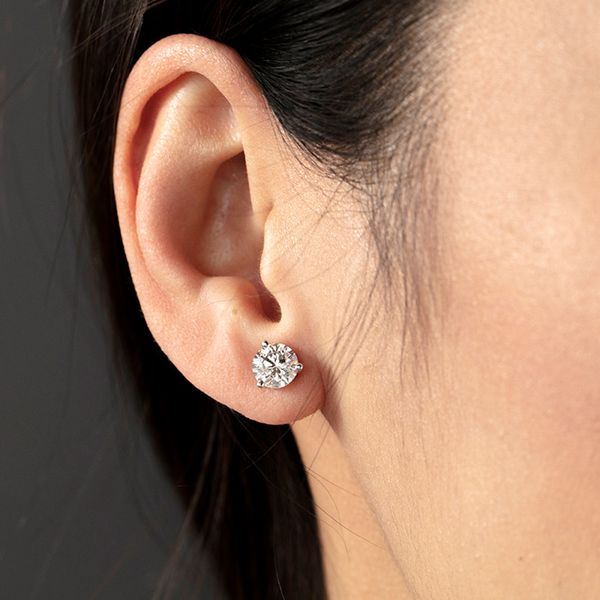 1.75 ctw. Three-Prong Stud Earrings in 18K White Gold Image 3 Becky Beauchine Kulka Diamonds and Fine Jewelry Okemos, MI