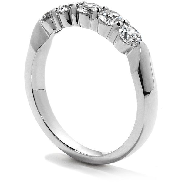 Engagement Rings - 0.25 ctw. Five-Stone Wedding Band in 18K White Gold - image 2