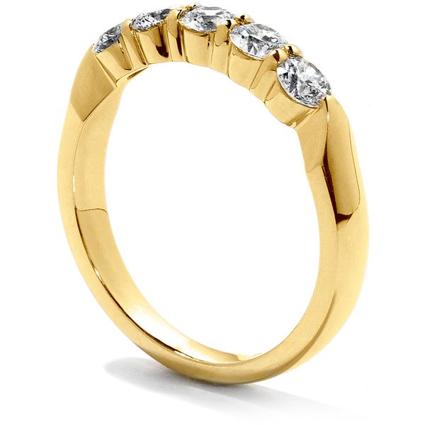 Engagement Rings - 0.5 ctw. Five-Stone Wedding Band in 18K Yellow Gold - image 2