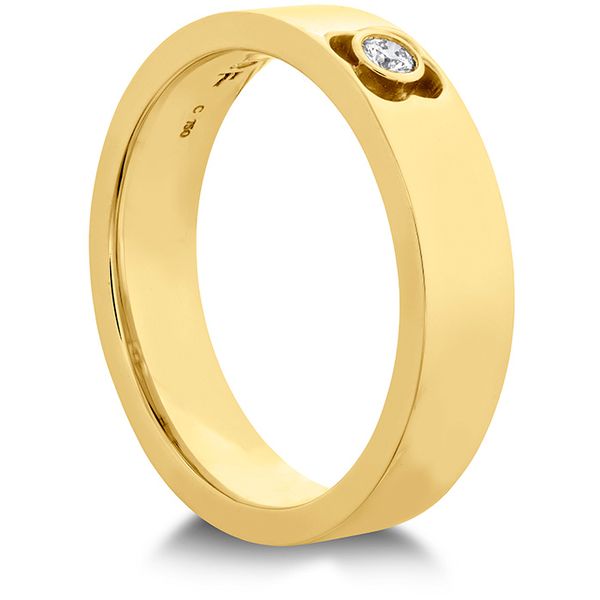 Engagement Rings - 0.06 ctw. Copley Single Diam Band 5mm in 18K Yellow Gold w/Platinum - image 2