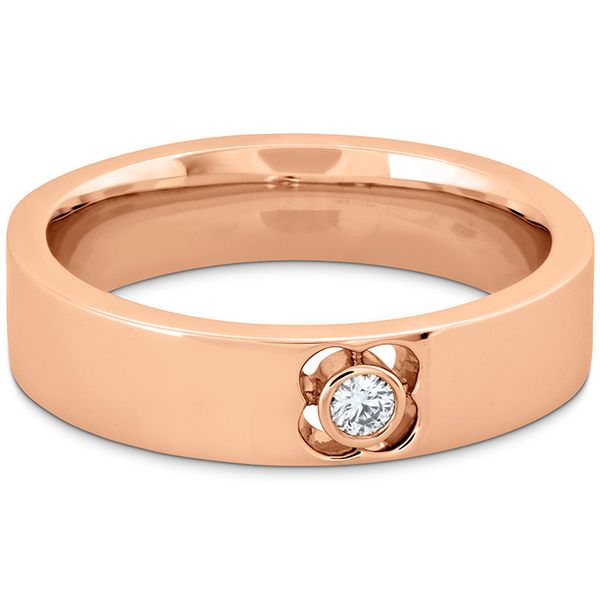 Engagement Rings - 0.06 ctw. Copley Single Diam Band 5mm in 18K Rose Gold w/Platinum - image 3