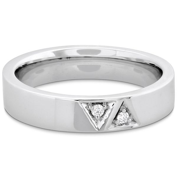 Engagement Rings - 0.03 ctw. Triplicity Triangle Double Diam Band 4mm in 18K White Gold - image #3