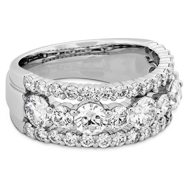 Engagement Rings - 2.25 ctw. HOF Enticing Three Row Ring in 18K White Gold - image 3