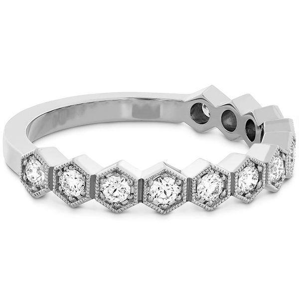 Engagement Rings - 0.38 ctw. HOF Hex Diamond Band in 18K White Gold - image 3