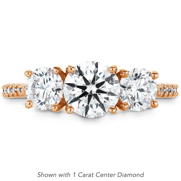 0.14 ctw. Camilla 3 Stone Diamond Engagement Ring in 18K Rose Gold Romm Diamonds Brockton, MA