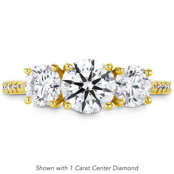 0.14 ctw. Camilla 3 Stone Diamond Engagement Ring in 18K Yellow Gold Romm Diamonds Brockton, MA