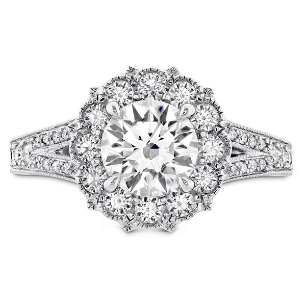 0.45 ctw. Liliana Halo Engagement Ring - Dia Band in 18K White Gold Romm Diamonds Brockton, MA