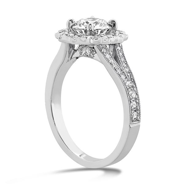 0.45 ctw. Liliana Halo Engagement Ring - Dia Band in 18K White Gold Image 2 Valentine's Fine Jewelry Dallas, PA