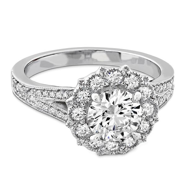0.45 ctw. Liliana Halo Engagement Ring - Dia Band in 18K White Gold Image 3 Valentine's Fine Jewelry Dallas, PA