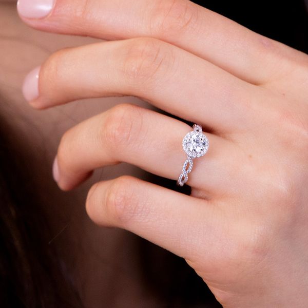 0.3 ctw. Destiny Lace HOF Halo Engagement Ring - Dia Intensive in 18K White Gold Image 4 Romm Diamonds Brockton, MA