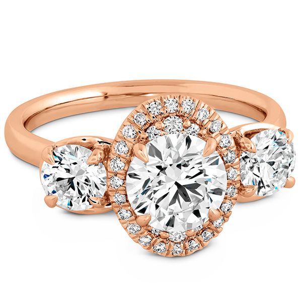 0.15 ctw. Juliette 3 Stone Oval Halo Engagement Ring in 18K Rose Gold Image 3 Valentine's Fine Jewelry Dallas, PA