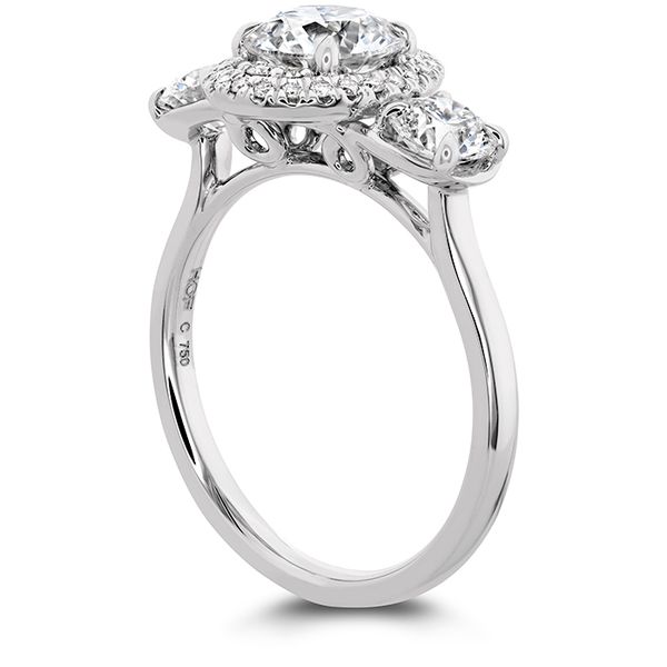 0.15 ctw. Juliette 3 Stone Oval Halo Engagement Ring in 18K White Gold Image 2 Romm Diamonds Brockton, MA