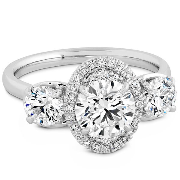 0.15 ctw. Juliette 3 Stone Oval Halo Engagement Ring in 18K White Gold Image 3 Romm Diamonds Brockton, MA