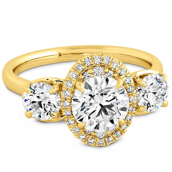 0.15 ctw. Juliette 3 Stone Oval Halo Engagement Ring in 18K Yellow Gold Image 3 Valentine's Fine Jewelry Dallas, PA