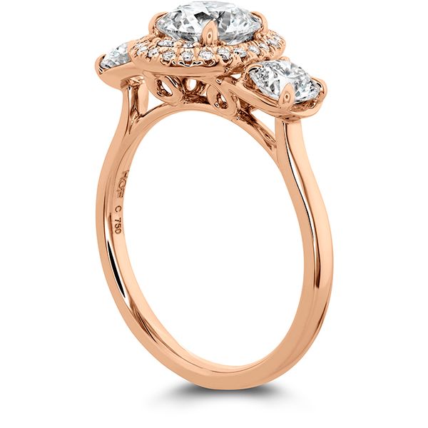 0.17 ctw. Juliette 3 Stone Oval Halo Engagement Ring in 18K Rose Gold Image 2 Romm Diamonds Brockton, MA