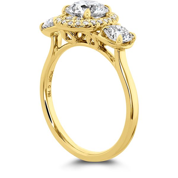 0.62 ctw. Juliette 3 Stone Oval Halo Engagement Ring in 18K Yellow Gold Image 2 Becky Beauchine Kulka Diamonds and Fine Jewelry Okemos, MI