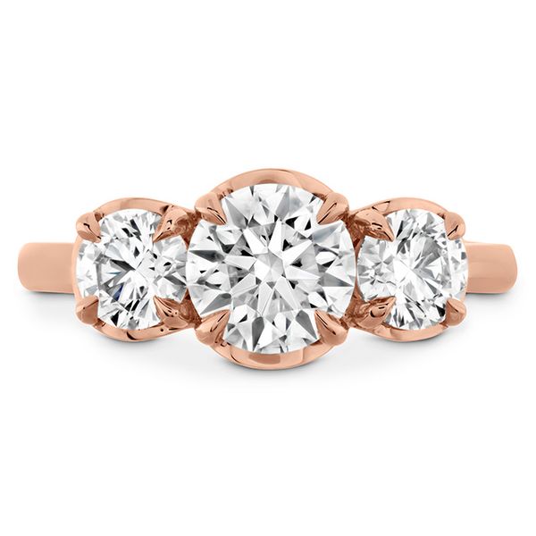Juliette HOF Three Stone Semi-Mount in 18K Rose Gold Galloway and Moseley, Inc. Sumter, SC