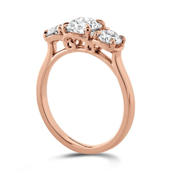 Juliette HOF Three Stone Semi-Mount in 18K Rose Gold Image 2 Galloway and Moseley, Inc. Sumter, SC