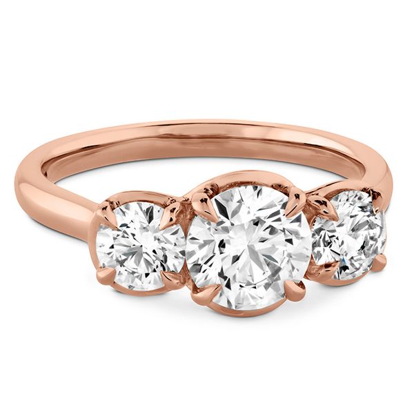 Juliette HOF Three Stone Semi-Mount in 18K Rose Gold Image 3 Galloway and Moseley, Inc. Sumter, SC