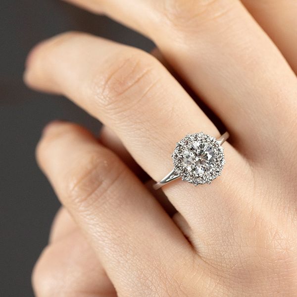 0.28 ctw. Liliana Halo Engagement Ring in Platinum Image 4 Becky Beauchine Kulka Diamonds and Fine Jewelry Okemos, MI