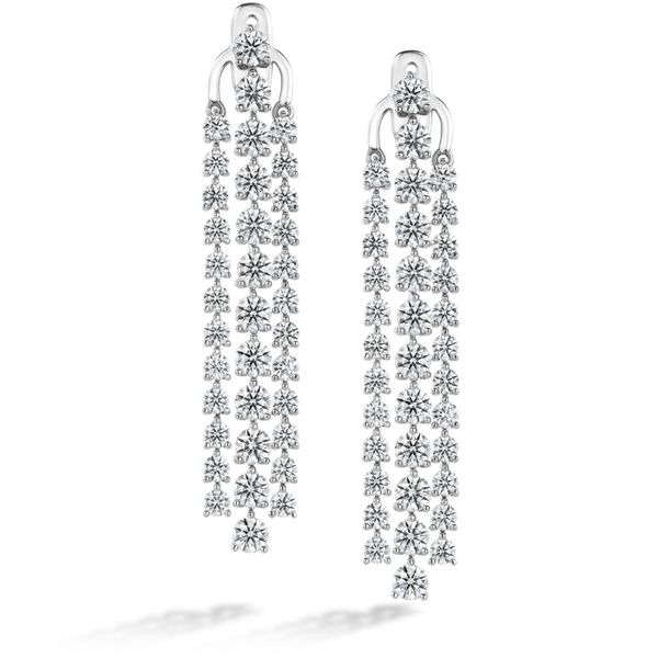 7.67 ctw. Cascade Stiletto Earring 3 Row in 18K White Gold Sanders Diamond Jewelers Pasadena, MD