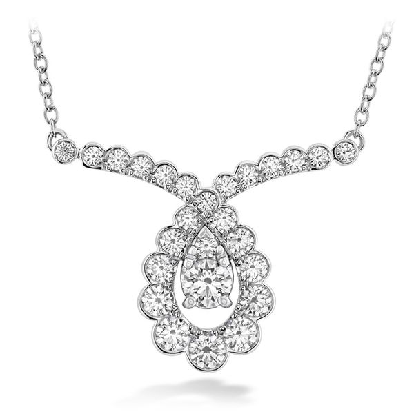 0.8 ctw. Aerial Regal Scroll Drop Necklace in 18K White Gold Sanders Diamond Jewelers Pasadena, MD