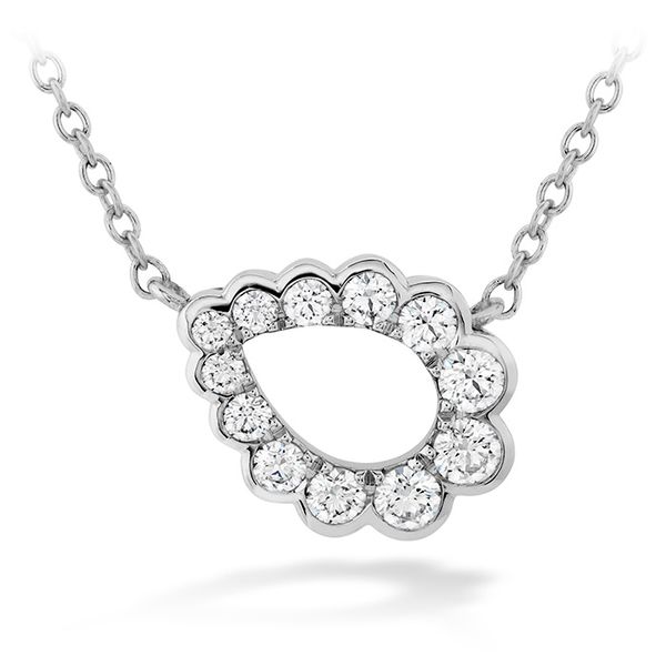 0.3 ctw. Aerial Regal Scroll Teardrop Necklace in 18K White Gold Sanders Diamond Jewelers Pasadena, MD