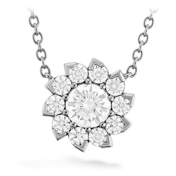0.9 ctw. Aerial Sol Halo Necklace in 18K White Gold Sanders Diamond Jewelers Pasadena, MD