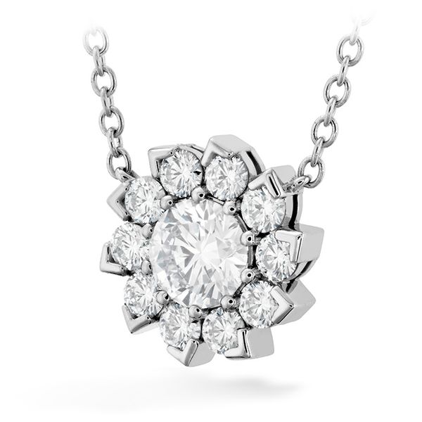 0.9 ctw. Aerial Sol Halo Necklace in 18K White Gold Image 2 Becky Beauchine Kulka Diamonds and Fine Jewelry Okemos, MI