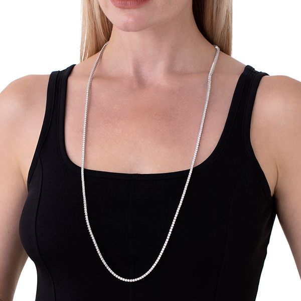 24.43 ctw. Signature Opera Length Line Necklace in 18K White Gold Image 3 Valentine's Fine Jewelry Dallas, PA
