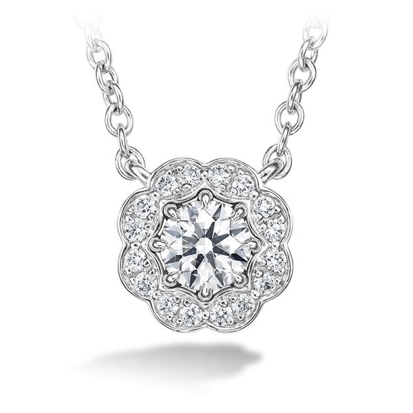 0.5 ctw. Lorelei Diamond Halo Pendant in 18K White Gold Valentine's Fine Jewelry Dallas, PA