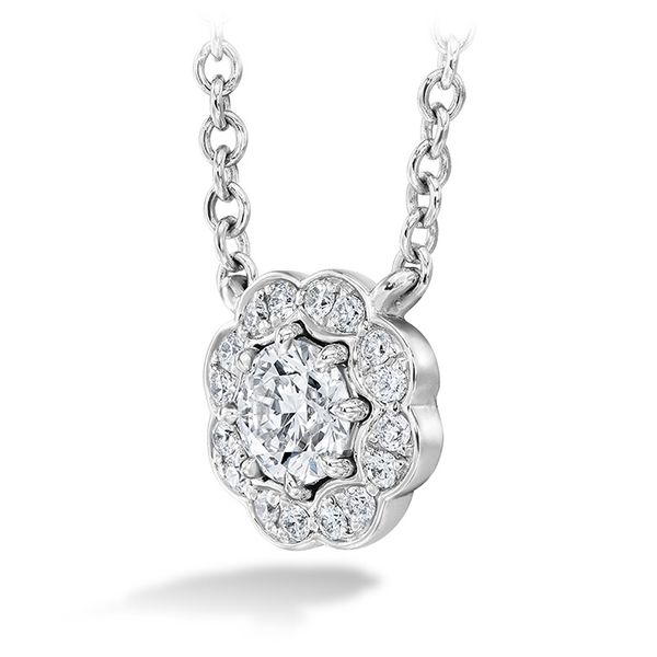 0.5 ctw. Lorelei Diamond Halo Pendant in 18K White Gold Image 2 Becky Beauchine Kulka Diamonds and Fine Jewelry Okemos, MI