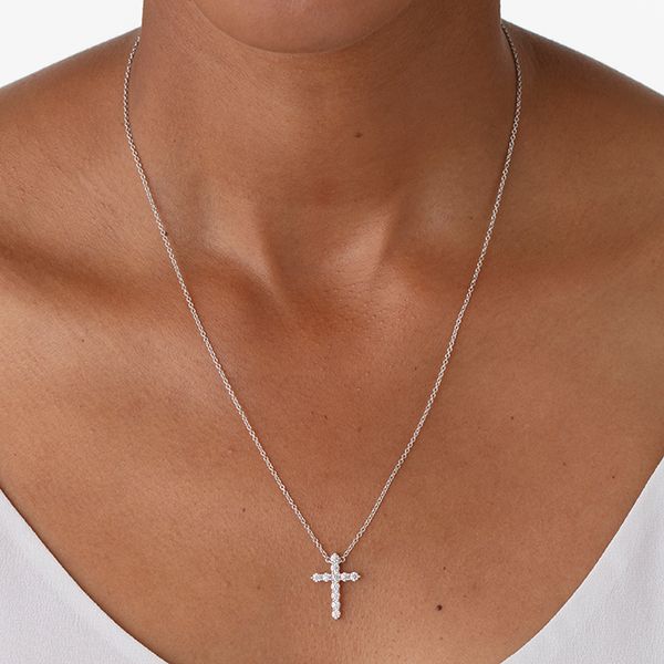 0.5 ctw. Signature Cross Pendant - Large in 18K White Gold Image 3 Galloway and Moseley, Inc. Sumter, SC