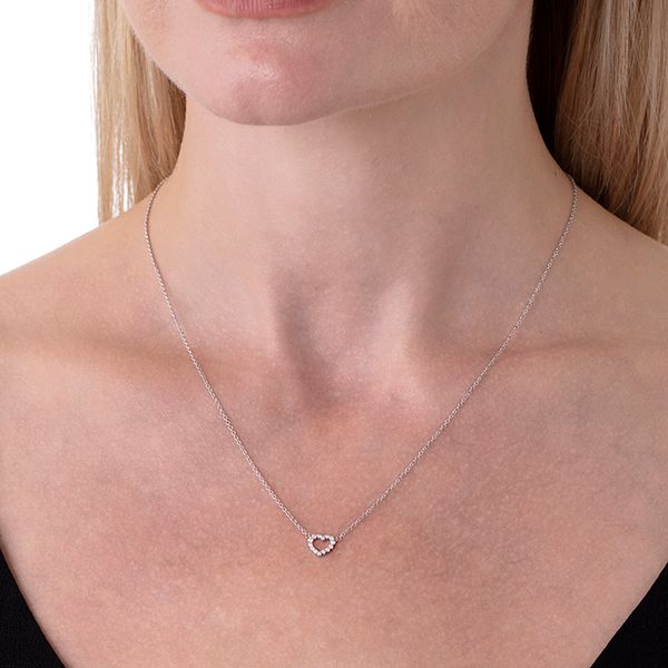 0.11 ctw. Signature Heart Pendant - Small in 18K White Gold Image 3 Romm Diamonds Brockton, MA