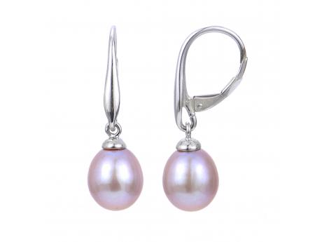 925 Sterling Silver Fresh Water Pearl Oval Drop Earrings 