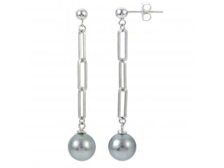 Sterling Silver Tahitian Pearl Paperclip Chain Earrings Johnson Jewellers Lindsay, ON