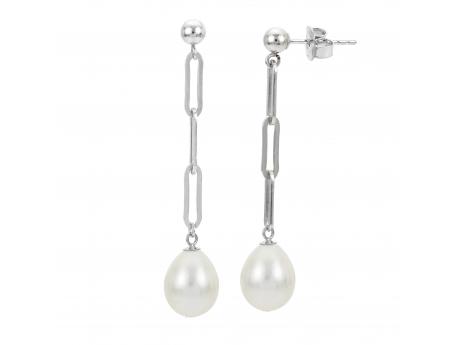 Freshwater Pearl and Paperclip Chain Earrings Beckman Jewelers Inc Ottawa, OH