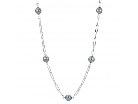Sterling Silver Tahitian Pearl Paperclip Chain Necklace Johnson Jewellers Lindsay, ON