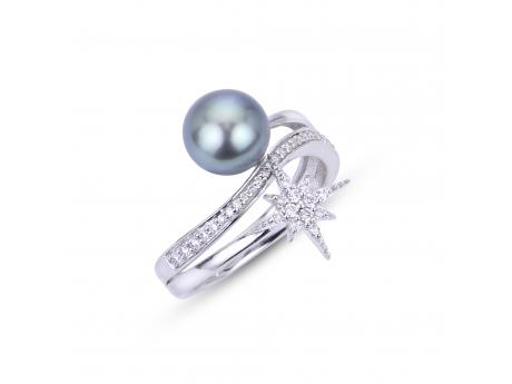 14KT White Gold Tahitian Pearl Ring Diamonds Direct St. Petersburg, FL
